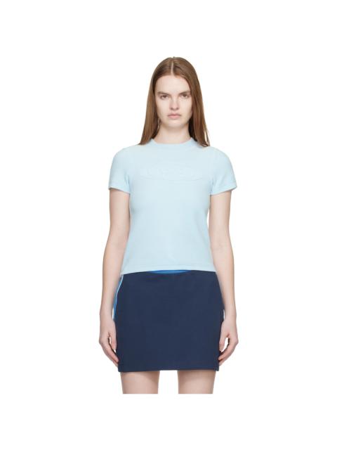 CASABLANCA Blue Velour Short Sleeve T‑shirt