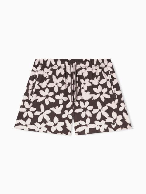 EMPORIO ARMANI FLOWER EAGLE PATTERNED SWIM SHORTS