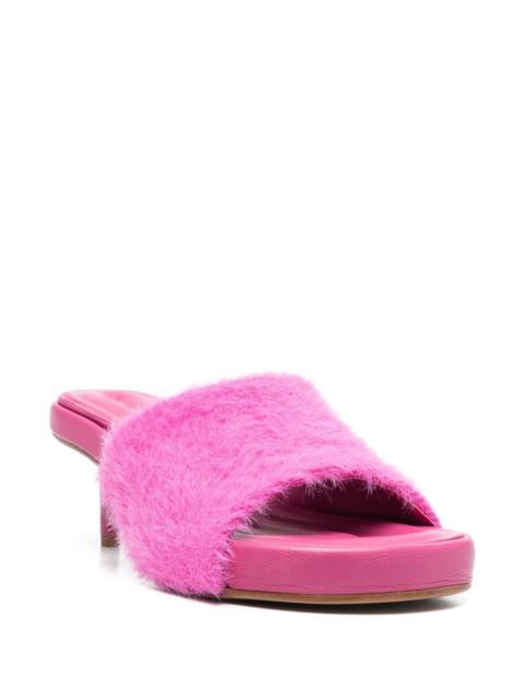 JACQUEMUS Jacquemus Women Textured-Finish Open-Toe Mules From Jacquemus Featuring Pink, Textured Finish, Open 