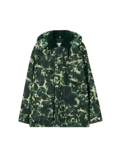Burberry Rose Print Cotton Shirt Jacket, Size Large