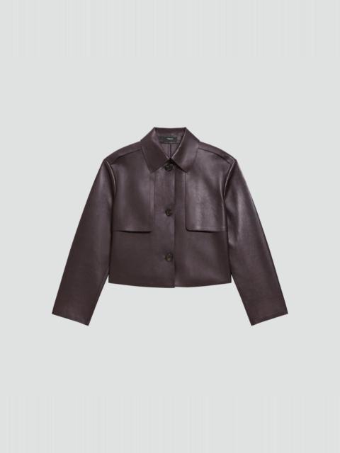 Theory Cropped Trench in Sleek Leather