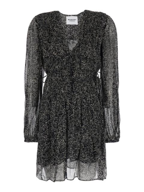Isabel Marant Étoile Isabel Marant Etoile Women 'Loriena' Black Dress With V-Neck And All-Over Print In Fabric Woman