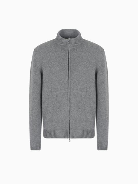 GIORGIO ARMANI CASHMERE ZIP-UP MOCK-NECK CARDIGAN