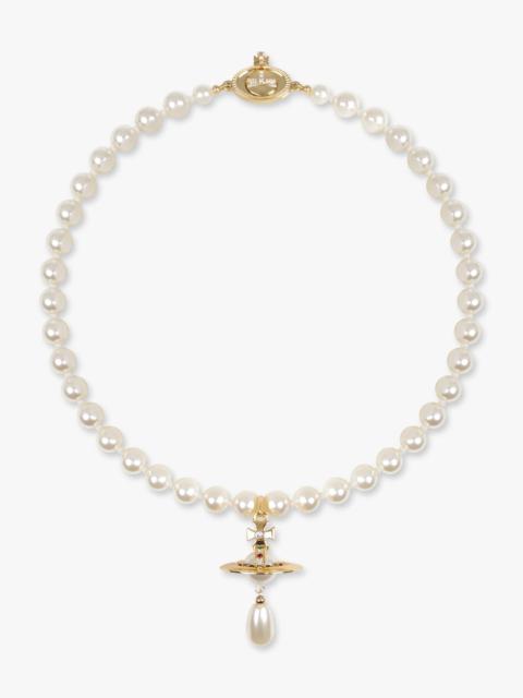 Vivienne Westwood ONE ROW PEARL DROP CHOKER | WHITE/GOLD