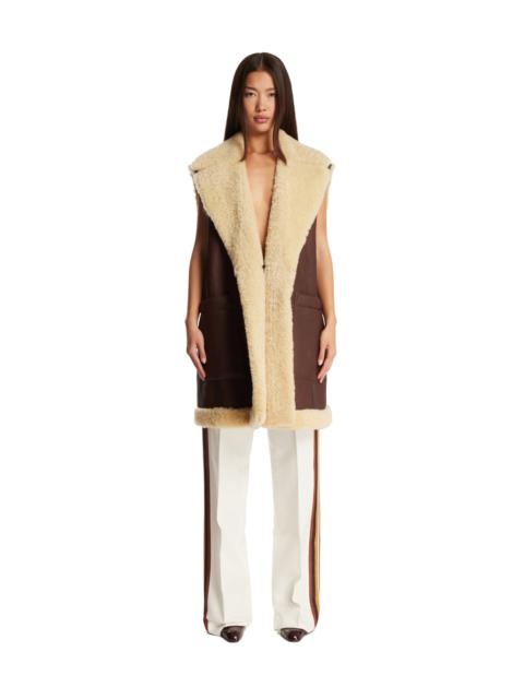 Bottega Veneta Brown Long Leather Gilet
