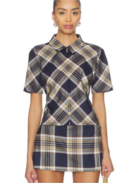 FRAME X Amelia Gray Checkmate Top