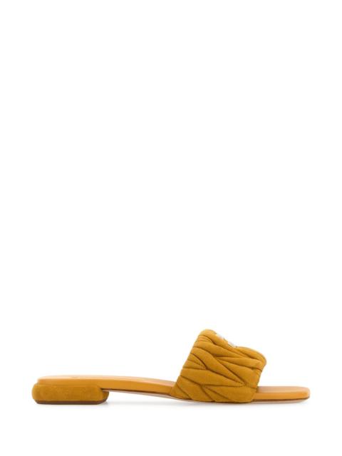 Miu Miu Women Mustard Suede Slippers