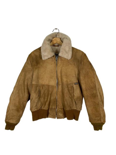 Other Designers Vintage 80s Schott Suede Leather Sherpa Zipper Jacket M Size