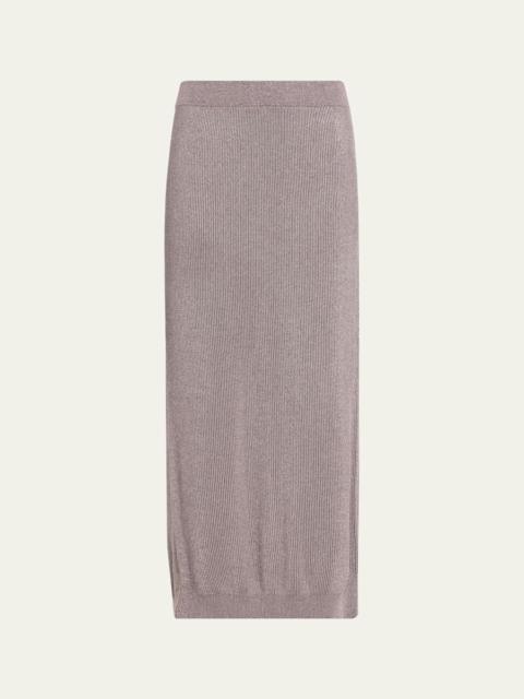 Brunello Cucinelli Sparkling Cotton Rib Maxi Skirt