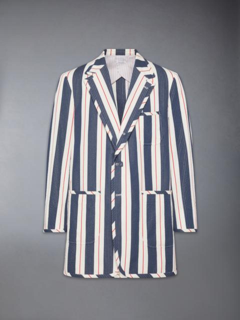 Thom Browne STRIPED SEERSUCKER OVERSIZED SPORTCOAT