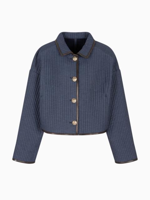 GIORGIO ARMANI DENIM COLLECTION SHORT BLOUSON IN VISCOSE, COTTON AND SILK WITH A QUILTED MOTIF