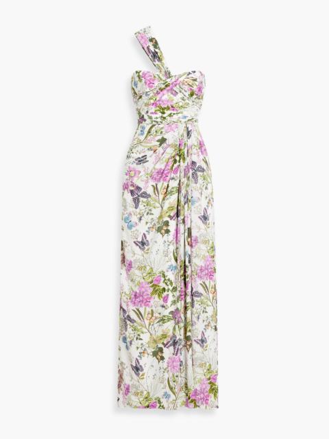 Other Designers One-shoulder floral-print crepe maxi dress