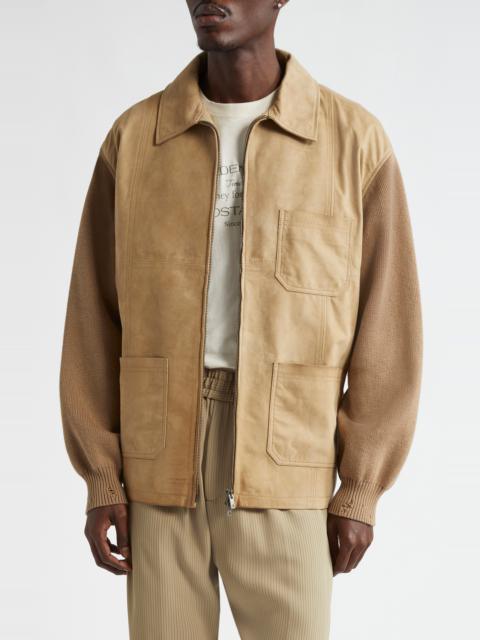 Golden Goose Golden Goose Journey Mixed Media Full Zip Jacket in Travertine at Nordstrom