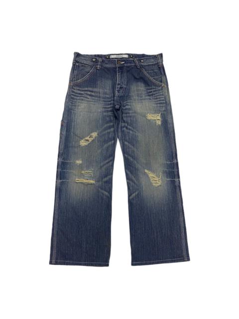 Other Designers VINTAGE EDWIN XU-S DISTRESSED DENIM CARPENTER BUCKLE PANTS