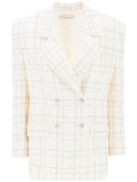 Alessandra Rich Oversized Tweed Jacket With Plaid Pattern