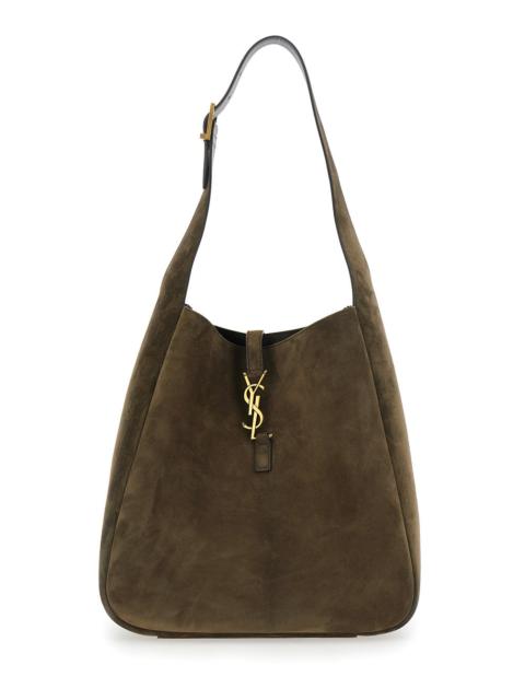 SAINT LAURENT Saint Laurent Women 'Le 5 A 7' Green Shoulder Bag With Triomphe Plaque On The Front In Suede Woman