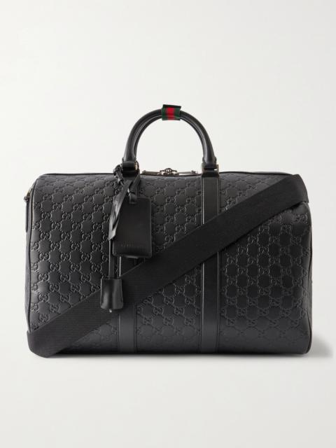 GUCCI Arabella Monogrammed Leather Duffle Bag Black