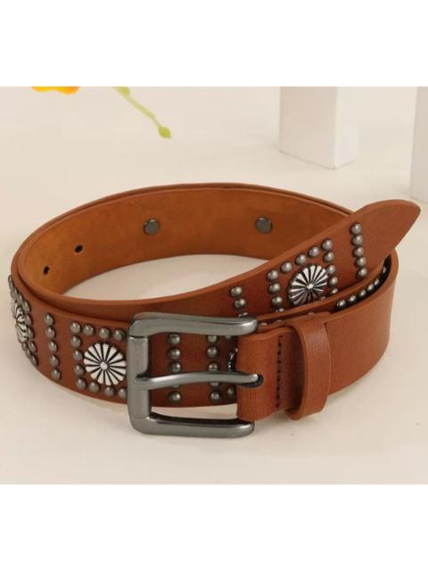Other Designers Archival Clothing - Chocolate colour floral rivet Japanese style belt