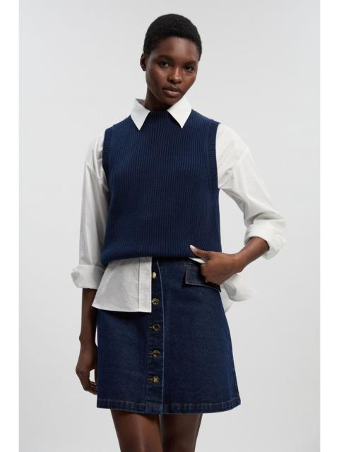 KAREN MILLEN Denim Button Front Mini Skirt