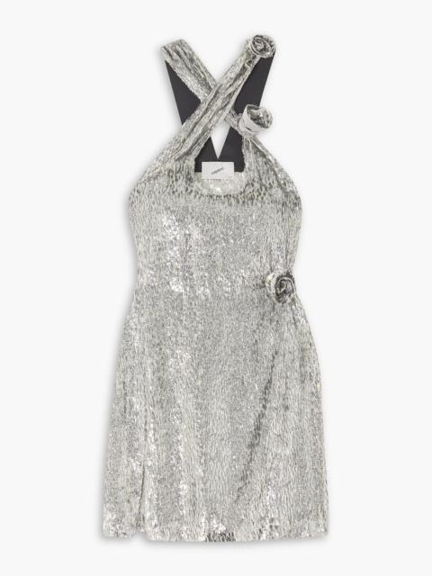 COPERNI Appliquéd metallic fil coupé voile mini dress