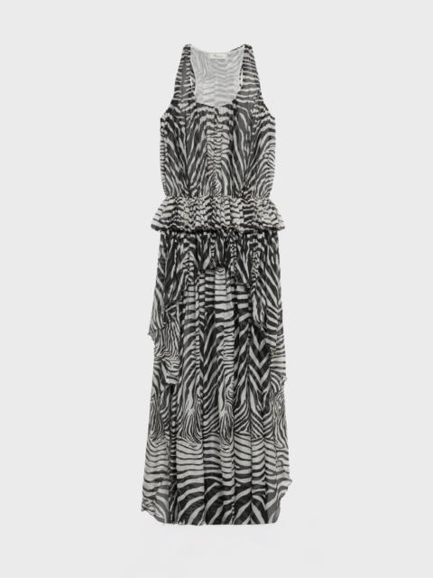 Blumarine ASYMMETRICAL ZEBRA-PRINT CHIFFON DRESS