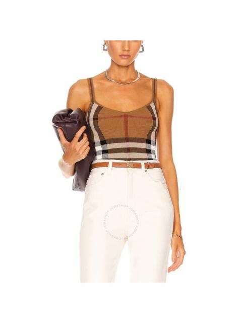 Burberry Keila Check-Pattern Knit Bodysuit