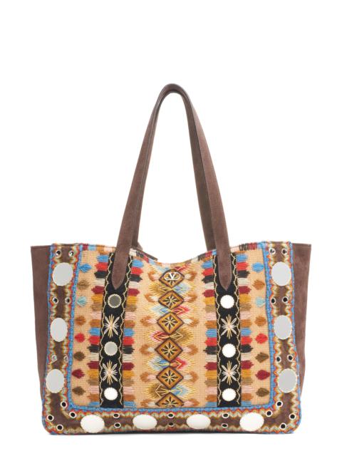 Valentino Valentino Garavani Large Nellcôte Embroidered Tote in Brown Multi at Nordstrom