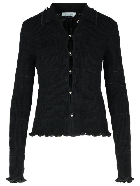 Lanvin 'Ribbed' Black Cotton Cardigan Women