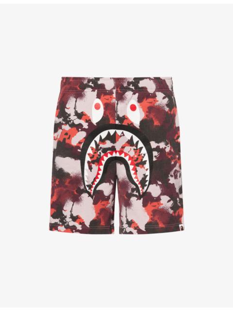 A BATHING APE® Shark-Graphic Camo Cotton-Jersey Sweat Shorts