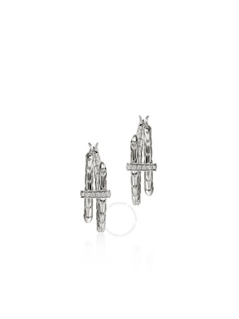 JOHN HARDY John Hardy Spear Hoop Earrings, Silver, Diamonds, Small - EBP986742DI