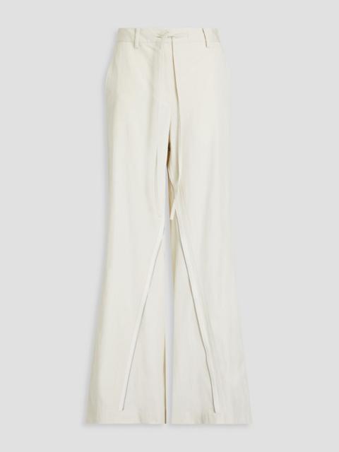 Helmut Lang Zip-detailed cotton-blend twill wide-leg pants
