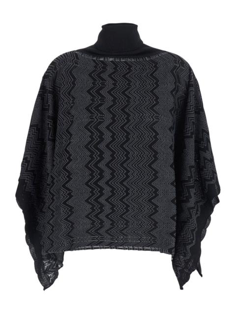 Missoni Missoni Women Poncho With High Collar And Poncho Sleeves In Black Tech Fabric For Women