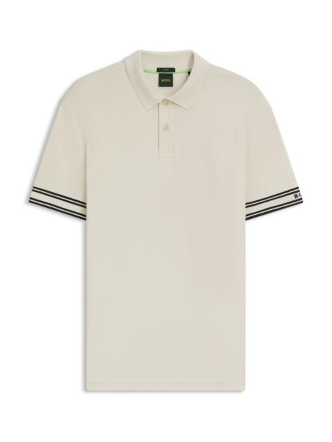 BOSS SLIM-FIT POLO SHIRT IN COTTON WITH STRIPED COLLAR