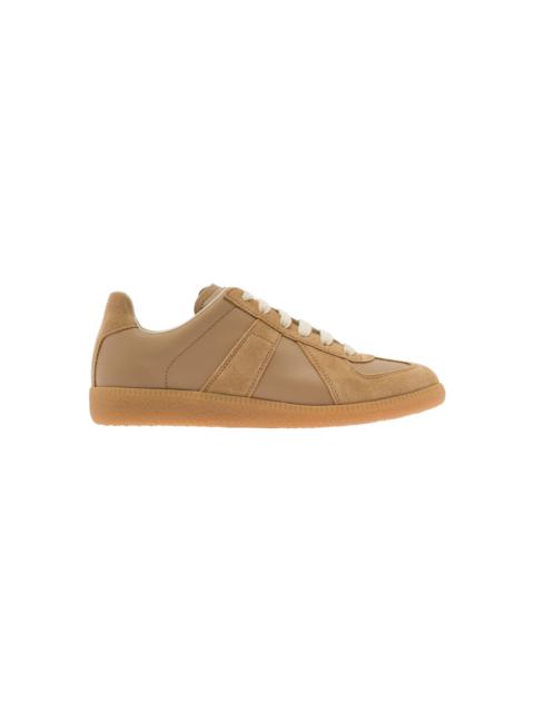 'replica' Beige And Brown Low-top Sneakers With Suede Inserts In Leather Woman