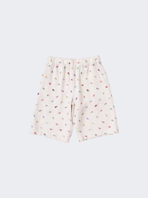 vowels Floral Embroidered Easy Shorts Cream