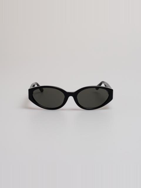 LINDA FARROW Lyra Oval Sunglasses in Black