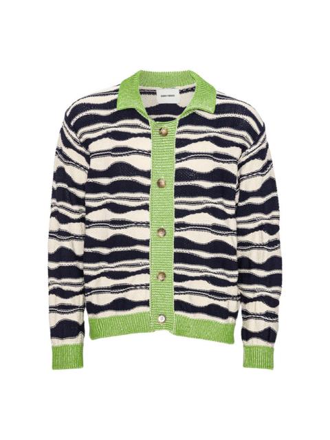 HENRIK VIBSKOV WAVE KNIT CARDIGAN - BEIGE BLACK MOUNTAIN WAVES