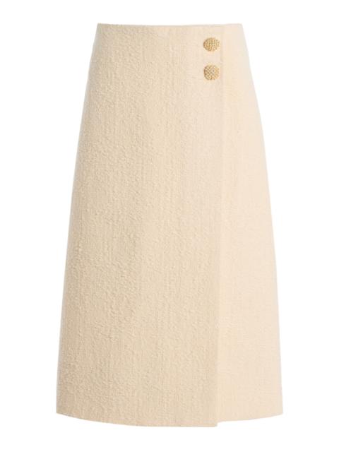 Cara Cara Luca Cotton-Wool Blend Boucle Tweed Midi Skirt white
