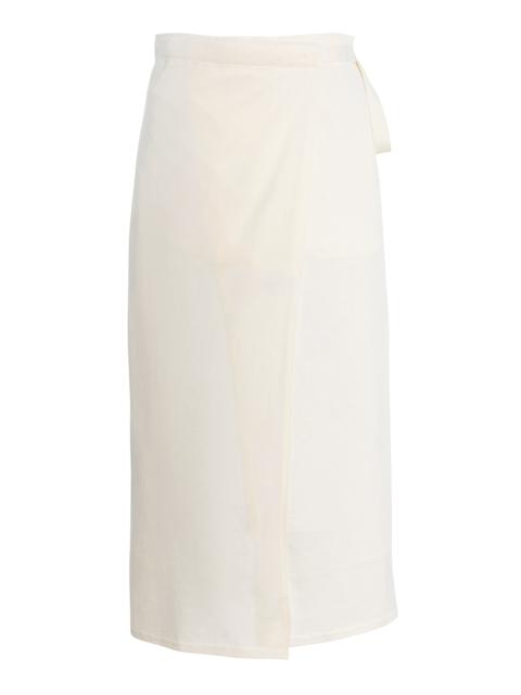 TOTEME Wrap-Effect Cotton-Silk Midi Skirt ivory