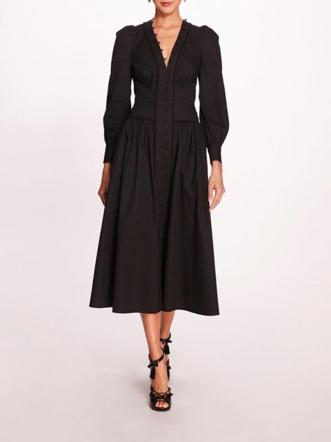 Marchesa TANSY A-LINE POPLIN MIDI DRESS