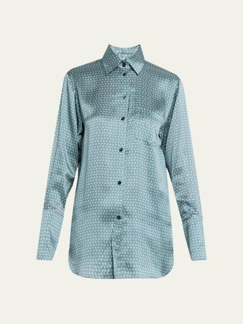 KIKI DE MONTPARNASSE Moi Et Toi Silk Button-Front Nightshirt