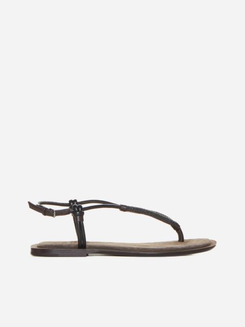 Brunello Cucinelli Leather toe-post sandals