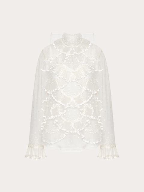 Valentino TULLE ILLUSIONE EMBROIDERED TOP