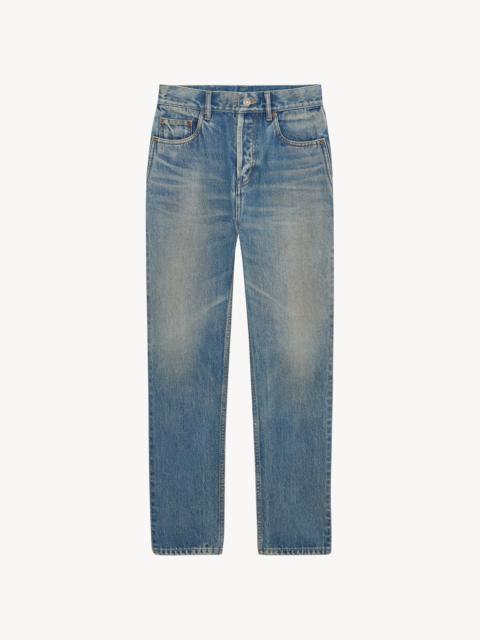 SAINT LAURENT 90'S CROPPED JEANS IN MIDI BLUE DENIM