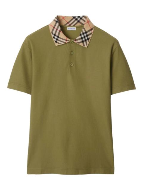 Burberry Burberry Check Collar Cotton Polo Shirt, Size Medium