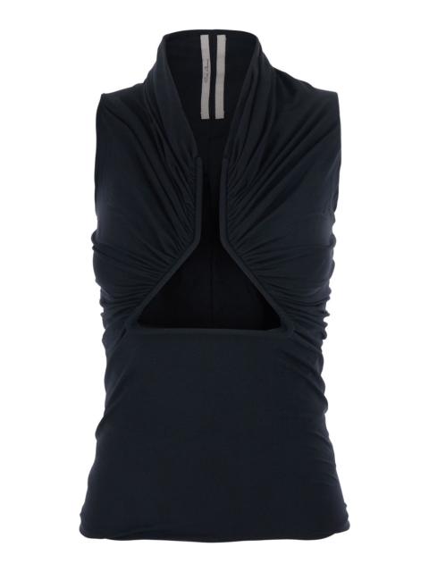 Rick Owens Rick Owens Women Black Top With Ruffled Design And Front Slit In Fabric Woman