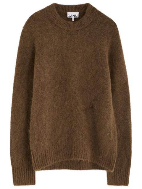 Ganni Logo-embroidered Alpaca Wool-blend Jumper