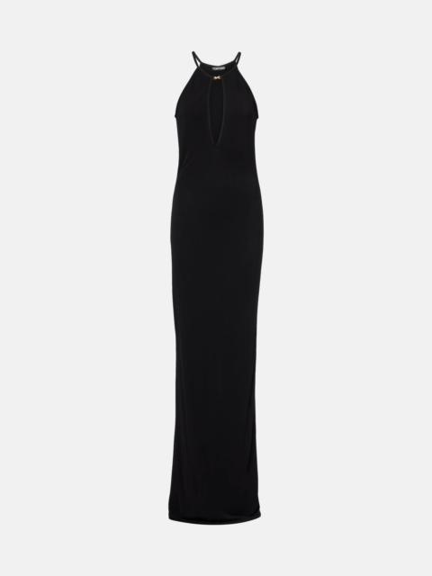 TOM FORD Cutout halterneck crêpe jersey gown