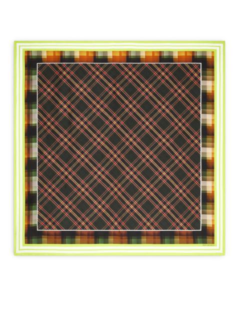 Dries Van Noten Dries Van Noten Women Square Silk Scarf With A Contrasting Check Pattern