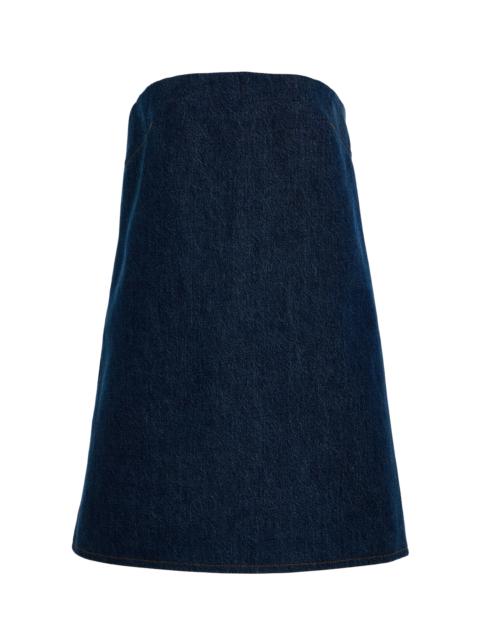 FRAME The Strapless Denim Mini Dress dark wash